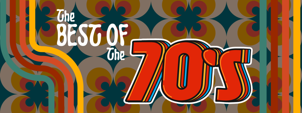 A graphic illustrating and example of a 'the best of the 70's' 70's variety show performance 